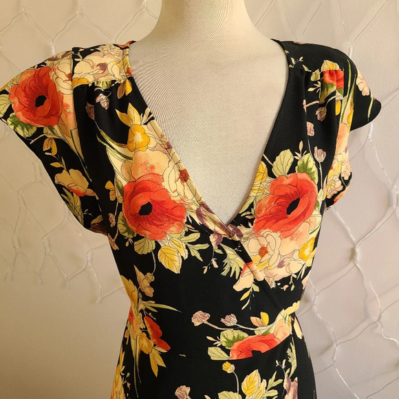 Sanctuary Wrap Dress Black / Floral / Ruffles Frilly / Size Small - Picture 1 of 10